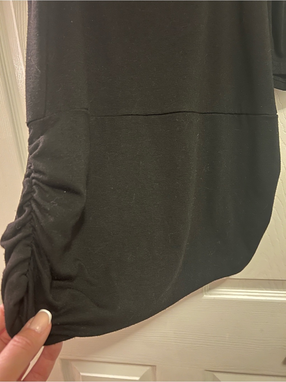 Black Cold-Shoulder Top with Distressed Cutouts On Chest & Arms- Size Medium - Picture 10 of 13